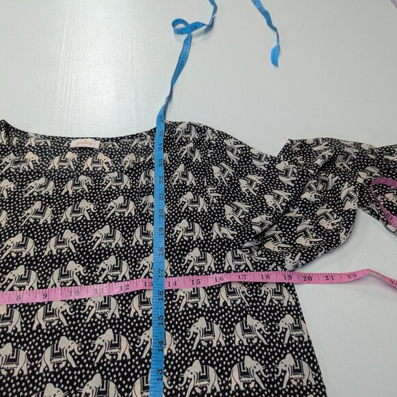 Pixley Size Small Black and Cream Elephant Print Blouse - Picture 13 of 13